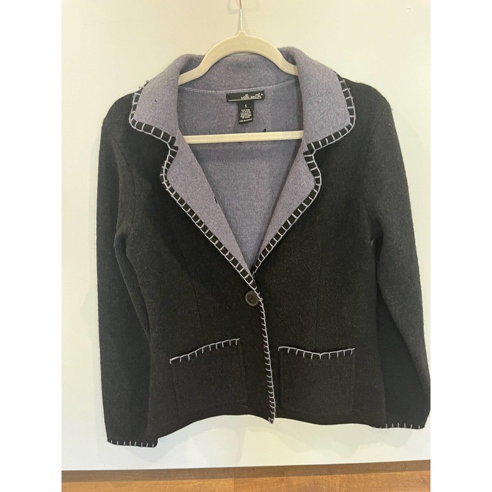 Will Smith CARDIGAN Women's BLACK SIZE SMALL 93% Wool Nice